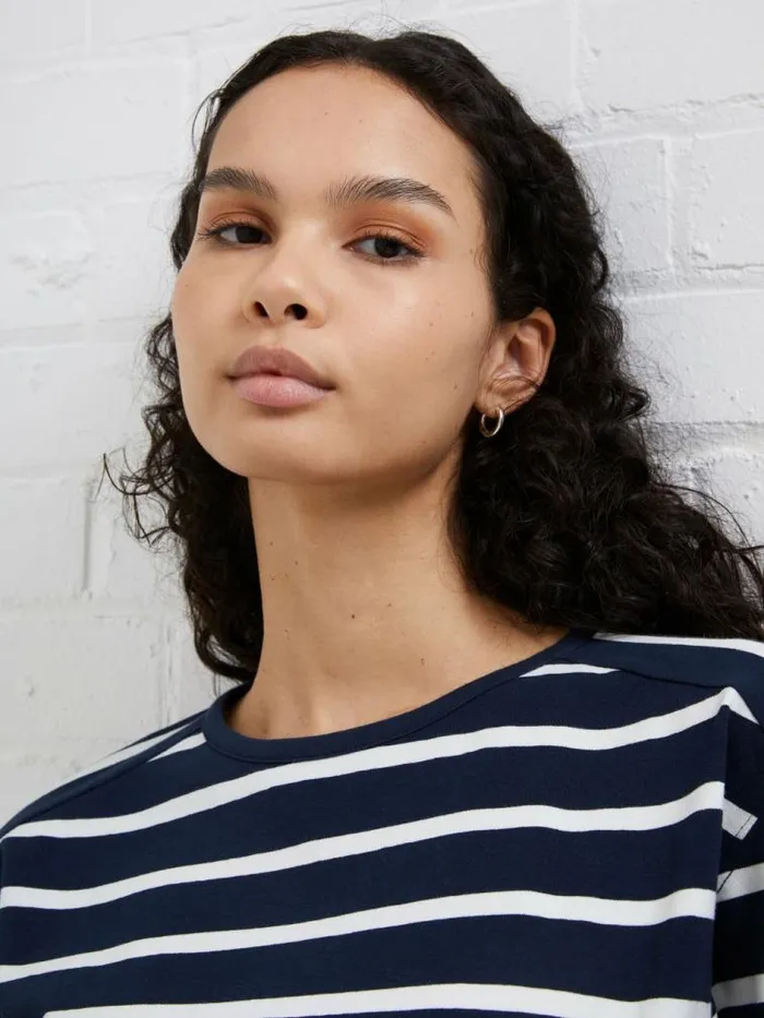 French Connection Rallie Stripe Slash Neck Top Stripe Marinewhite Women Tops