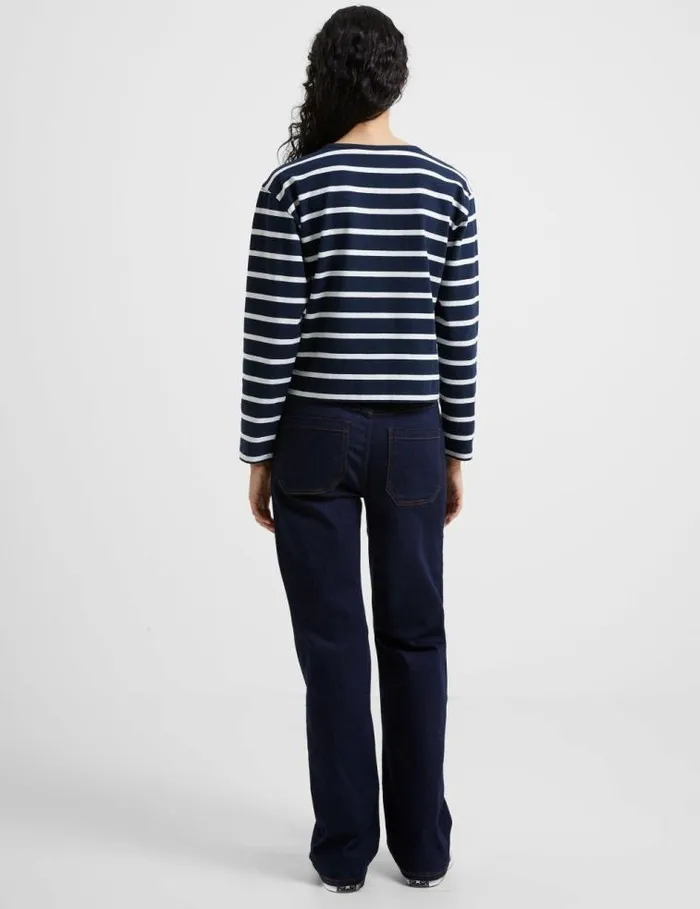 French Connection Rallie Stripe Slash Neck Top Stripe Marinewhite Women Tops