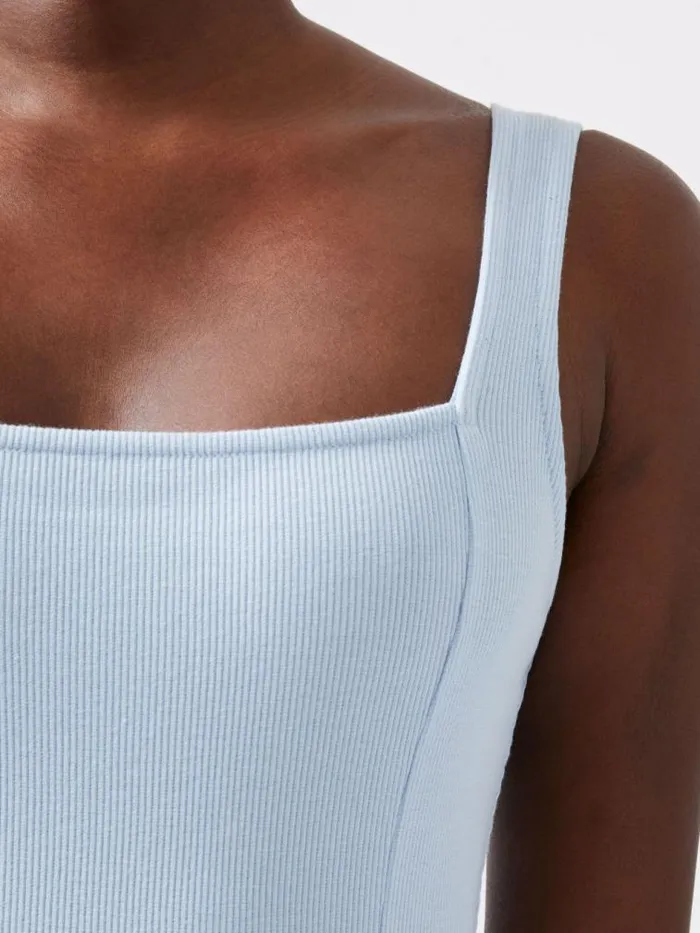 French Connection Rassia Rib Square Neck Midi Dress Cashmere Blue Women Dresses