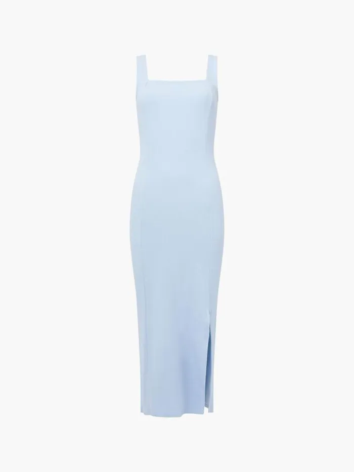 French Connection Rassia Rib Square Neck Midi Dress Cashmere Blue Women Dresses