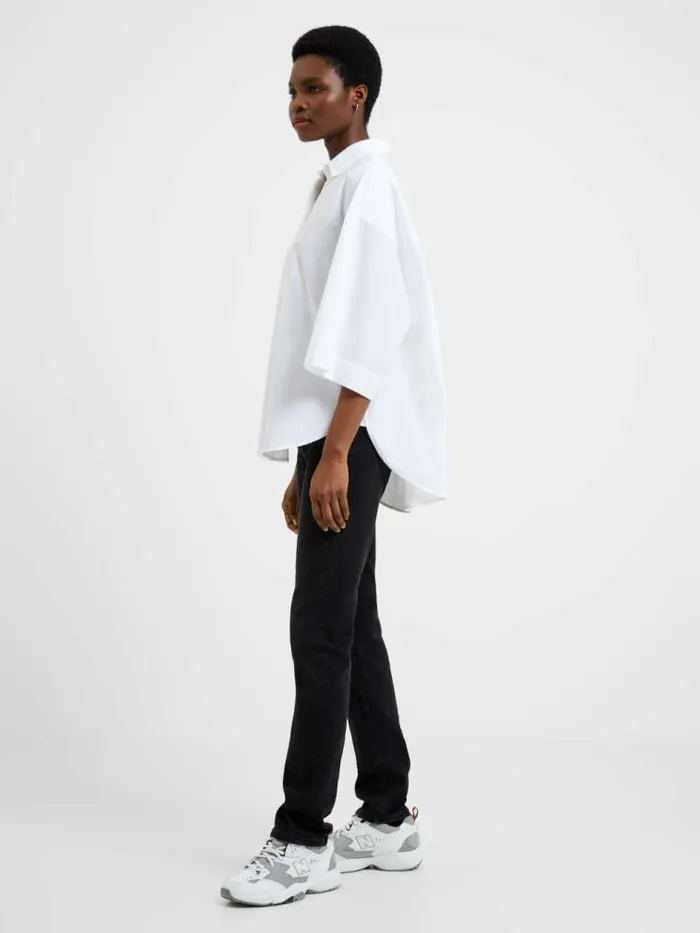 French Connection Rhodes Poplin Popover Shirt Linen White Women Tops