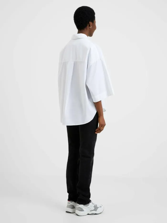 French Connection Rhodes Poplin Popover Shirt Linen White Women Tops