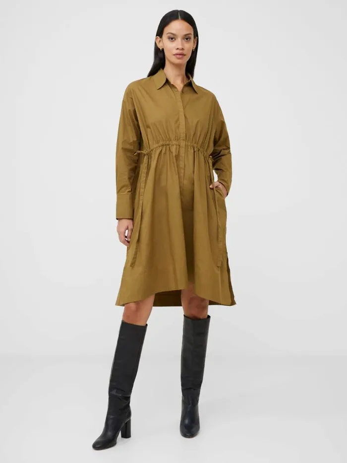 French Connection Rhodes Poplin Shirt Dress Nutria Women Dresses