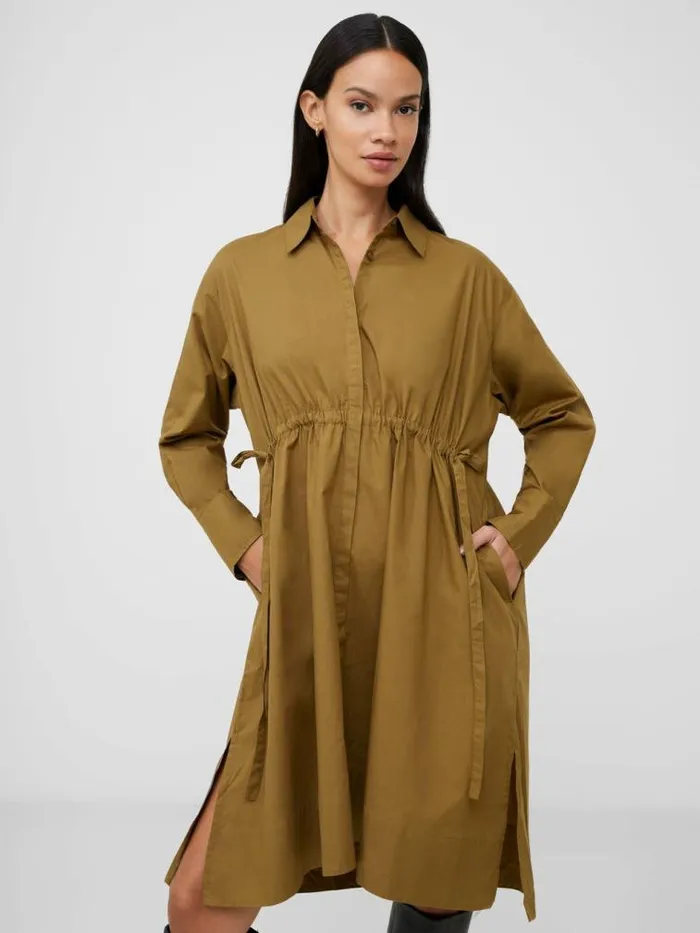 French Connection Rhodes Poplin Shirt Dress Nutria Women Dresses