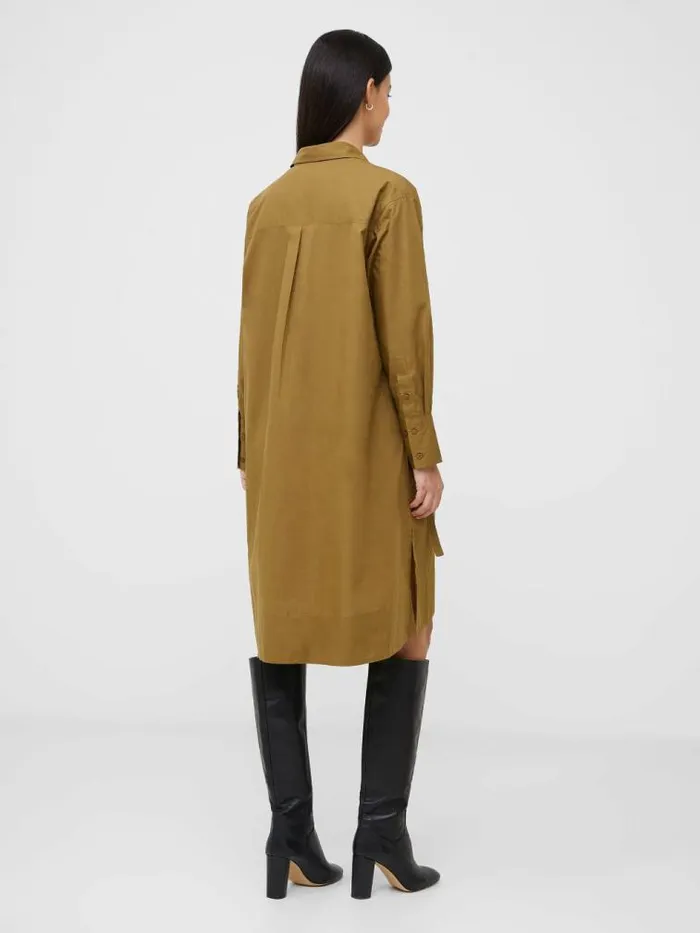 French Connection Rhodes Poplin Shirt Dress Nutria Women Dresses
