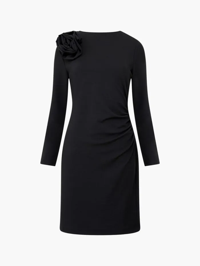 French Connection Rosette Jersey Mini Dress Black Women Dresses