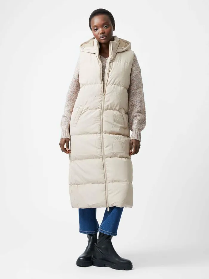 French Connection Row Long Gilet Putty Women Coats and Jackets