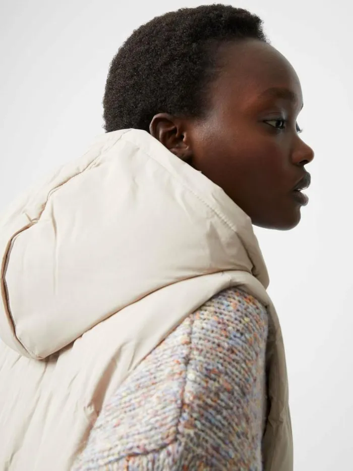 French Connection Row Long Gilet Putty Women Coats and Jackets