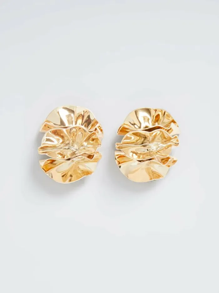 French Connection Ruched Oversized Stud Earrings Gold Women Jewellery