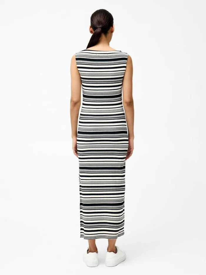 French Connection Sasia Rib Stripe Sleeveless Dress Blackwhite Women Dresses