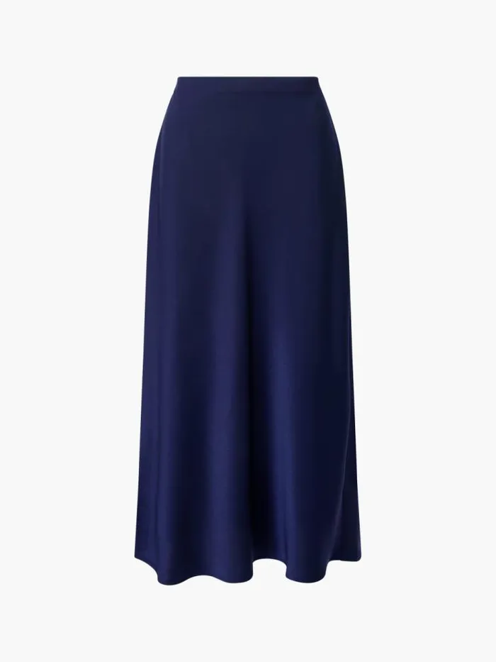 French Connection Satin Midi Skirt Midnight Women Skirts