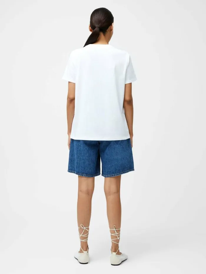 French Connection Sequin Jersey Short Sleeve TShirt Linen White Women Tops
