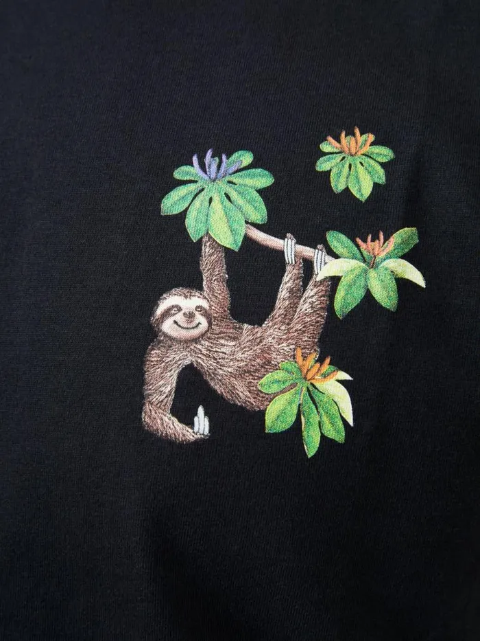 French Connection Sloth Organic Graphic TShirt Black Men TShirts and Polo Shirts