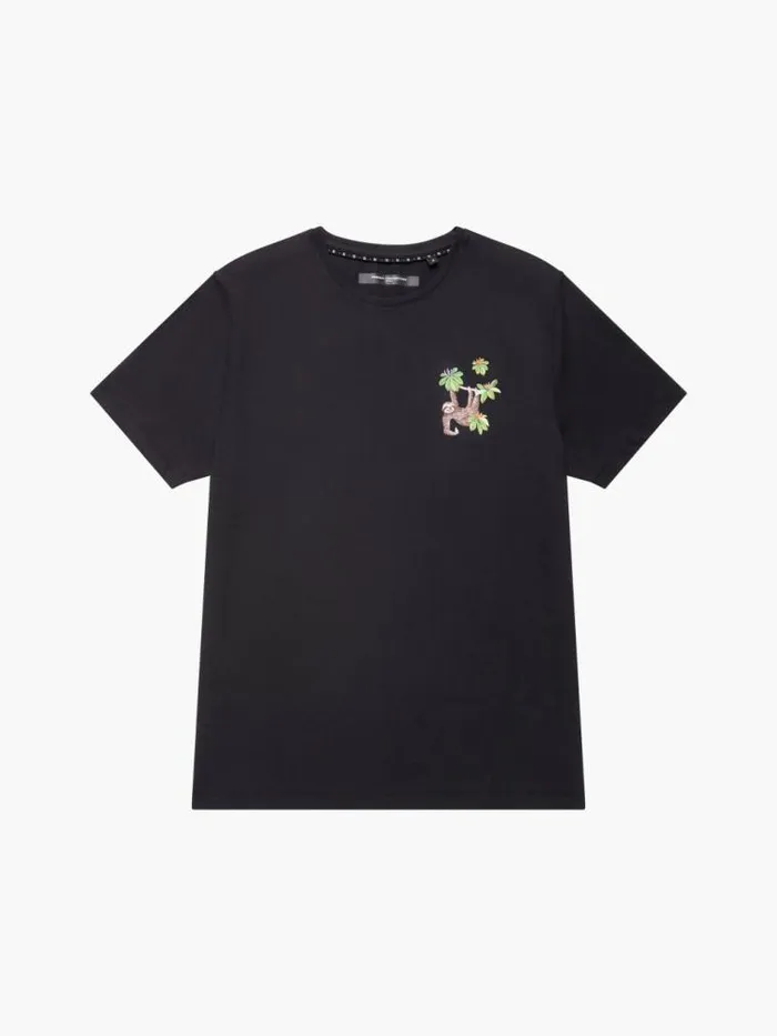 French Connection Sloth Organic Graphic TShirt Black Men TShirts and Polo Shirts