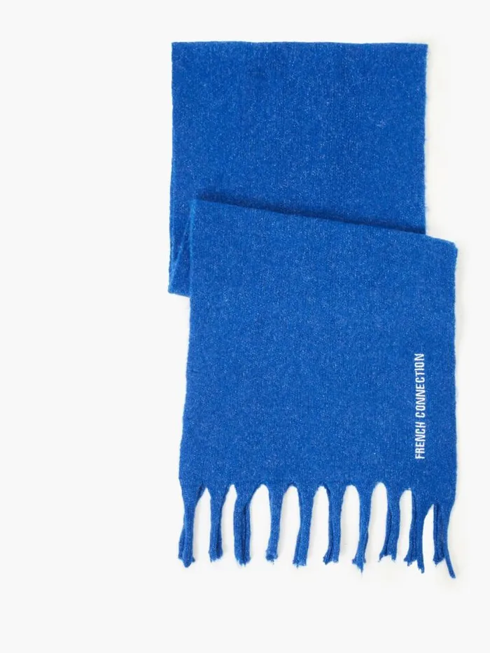 French Connection Soft Touch Recycled Knit Scarf Colbalt Blue Women Scarves
