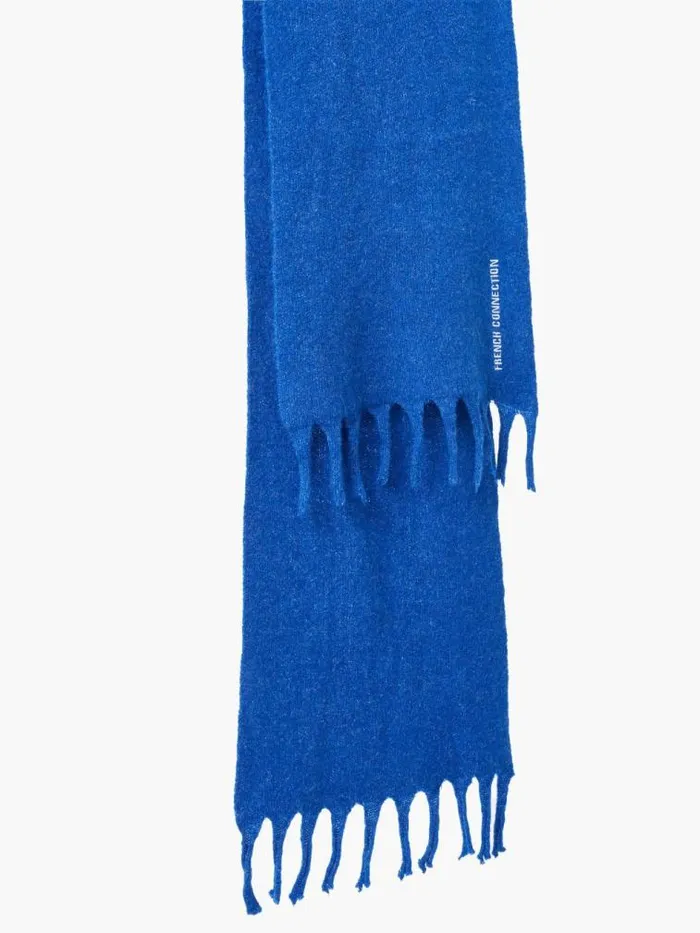 French Connection Soft Touch Recycled Knit Scarf Colbalt Blue Women Scarves