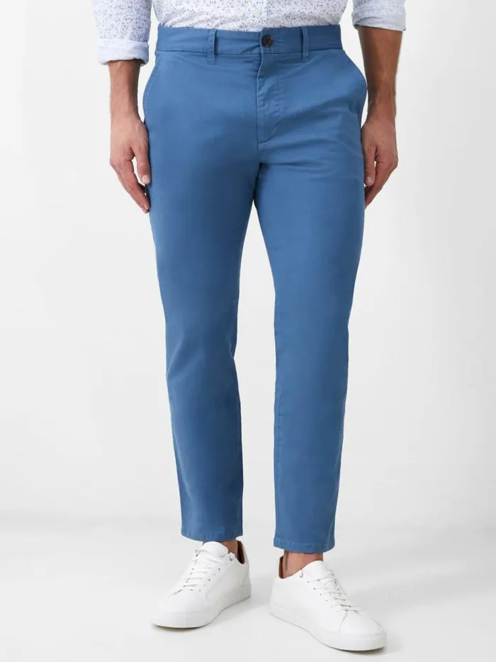 French Connection Stretch Chino Trousers Steel Blue Men Trousers