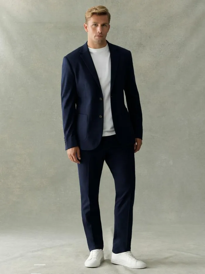 French Connection Stretch Knit Suit Trousers Marine Men Trousers