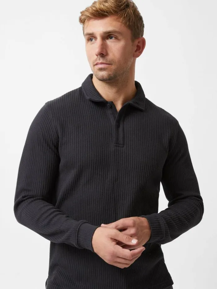 French Connection Textured Long Sleeve Polo Shirt Black Men TShirts and Polo Shirts French Connection Textured Long Sleeve Polo Shirt Black Men TShirts and Polo Shirts