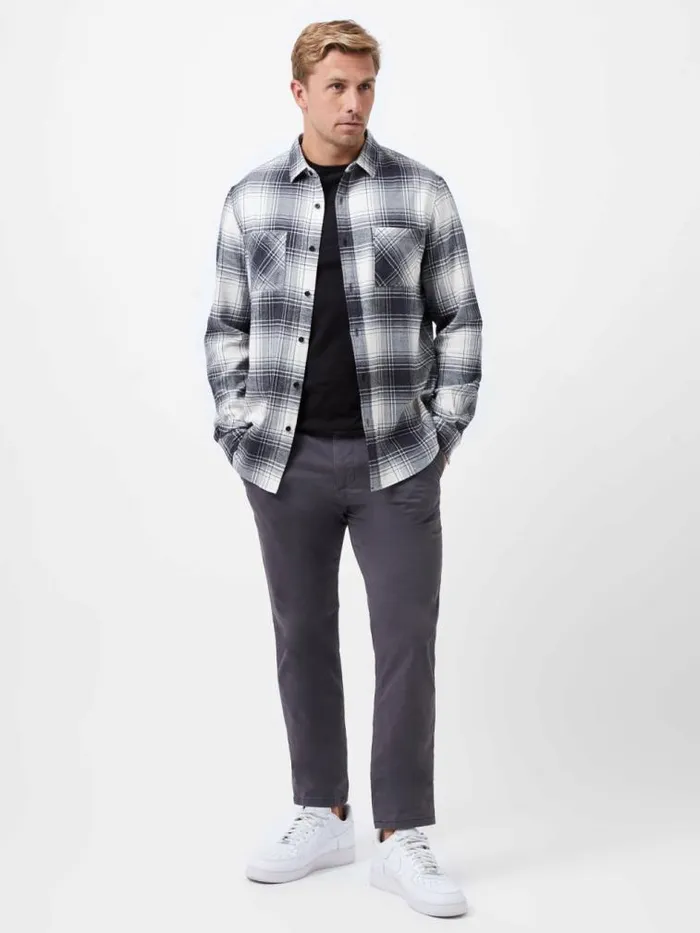 French Connection Two Pocket Flannel Shirt Black Check Men Shirts