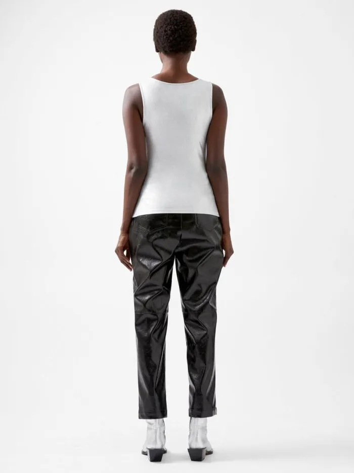 French Connection Vista Ribbed Foil Coated Tank Top Silver Women Tops