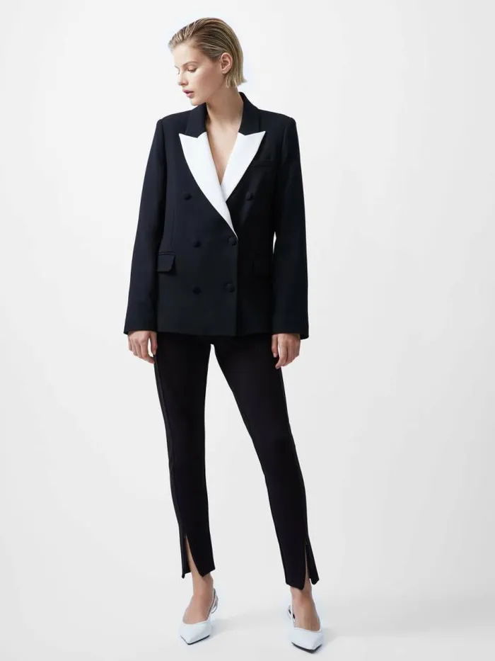 French Connection Whisper Double Breasted Blazer Blackoutclassic Crm Women Coats and Jackets