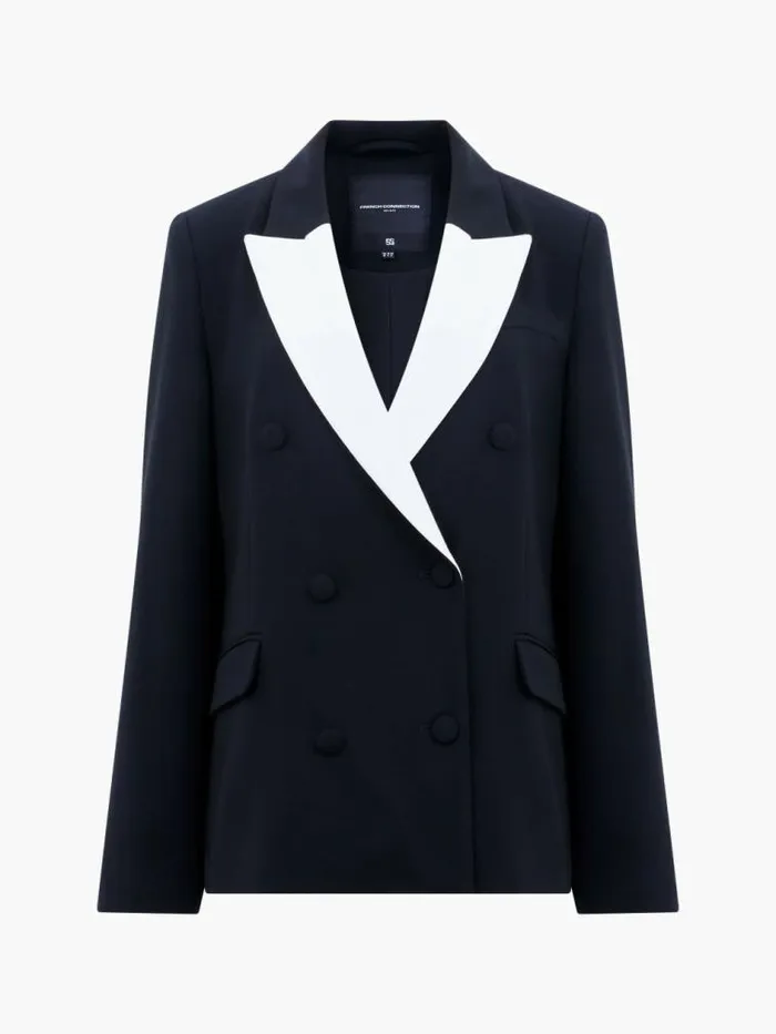 French Connection Whisper Double Breasted Blazer Blackoutclassic Crm Women Coats and Jackets