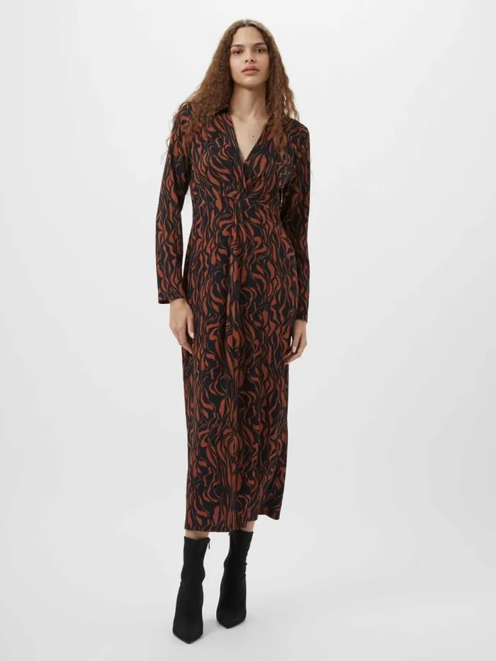 French Connection Zaria Textured Abstract Print Long Sleeve Dress Blackbrown Women Dresses French Connection Zaria Textured Abstract Print Long Sleeve Dress Blackbrown Women Dresses