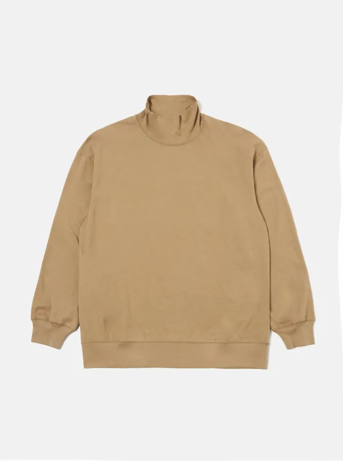 Funnel Neck Tee In Sand Single Jersey Men Universal Works Tees