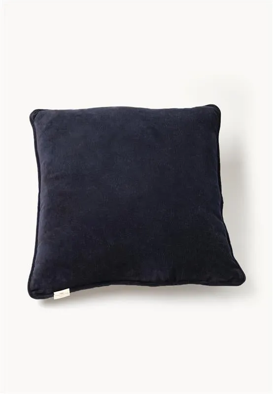 FYNCHHATTON Amani Velvet Pillow With Plain colored Piping Midnight Blue Living Home Accessories