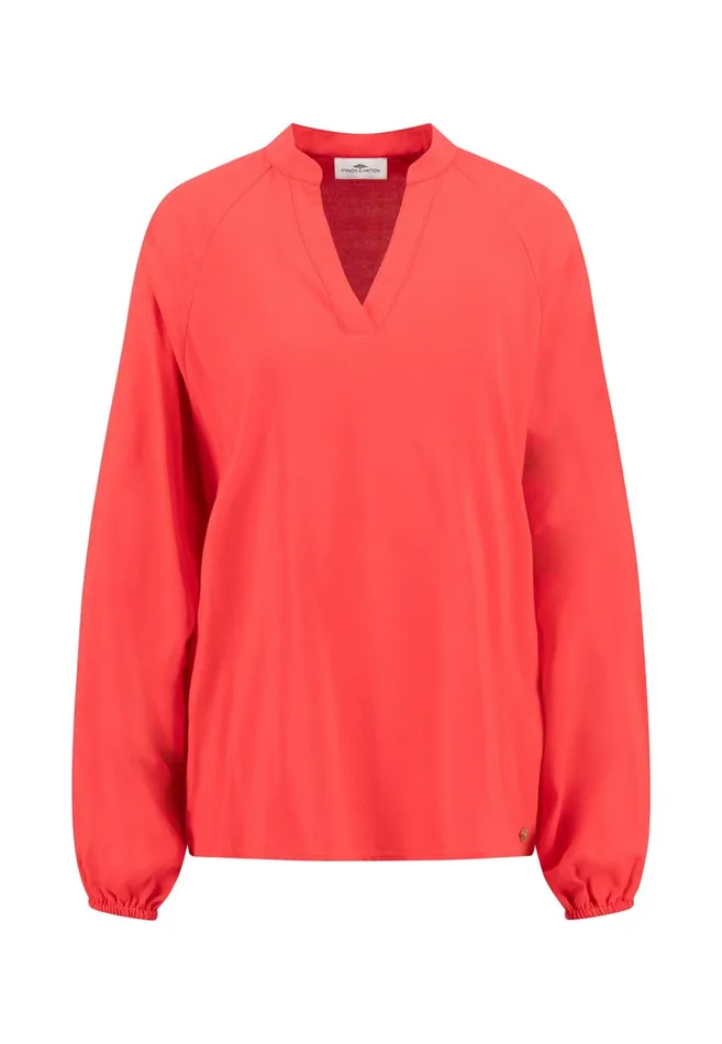 FYNCHHATTON Blouse With A Vneck And Standup Collar Blue Purplemilkcrimson Red Women Blouses