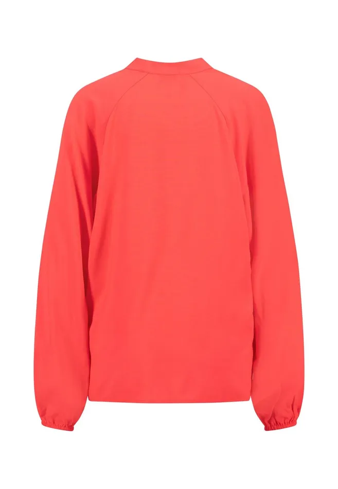 FYNCHHATTON Blouse With A Vneck And Standup Collar Blue Purplemilkcrimson Red Women Blouses