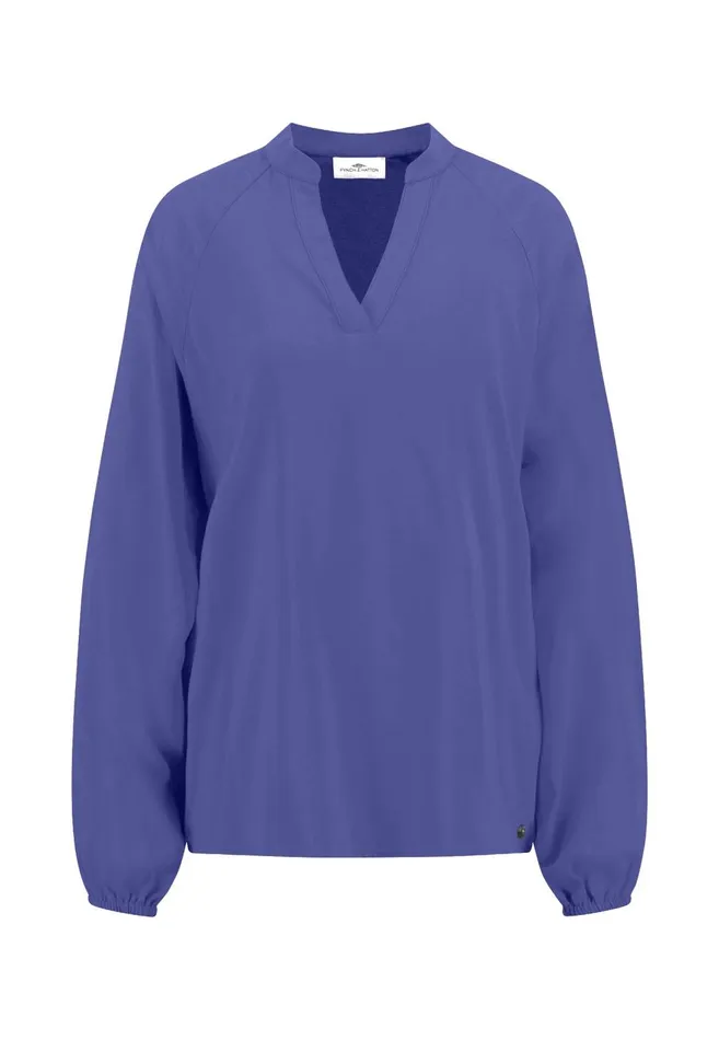 FYNCHHATTON Blouse With A Vneck And Standup Collar Blue Purplemilkcrimson Red Women Blouses