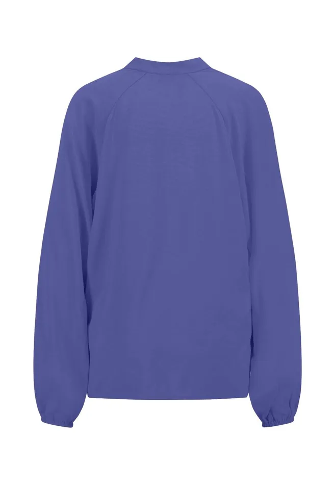 FYNCHHATTON Blouse With A Vneck And Standup Collar Blue Purplemilkcrimson Red Women Blouses