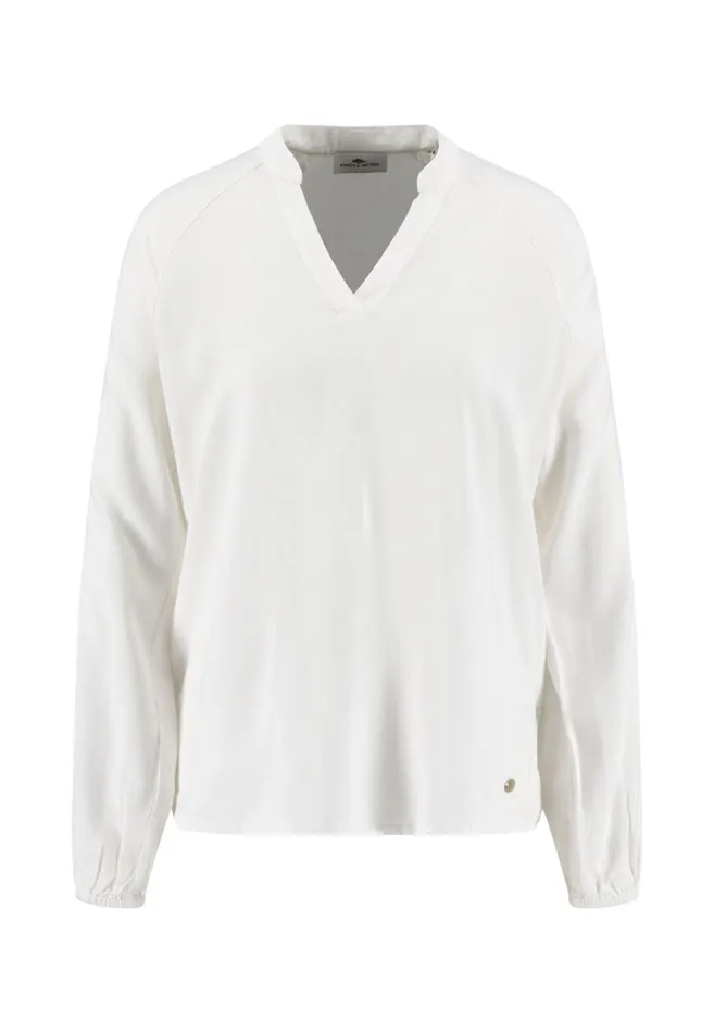 FYNCHHATTON Blouse With A Vneck And Standup Collar Blue Purplemilkcrimson Red Women Blouses