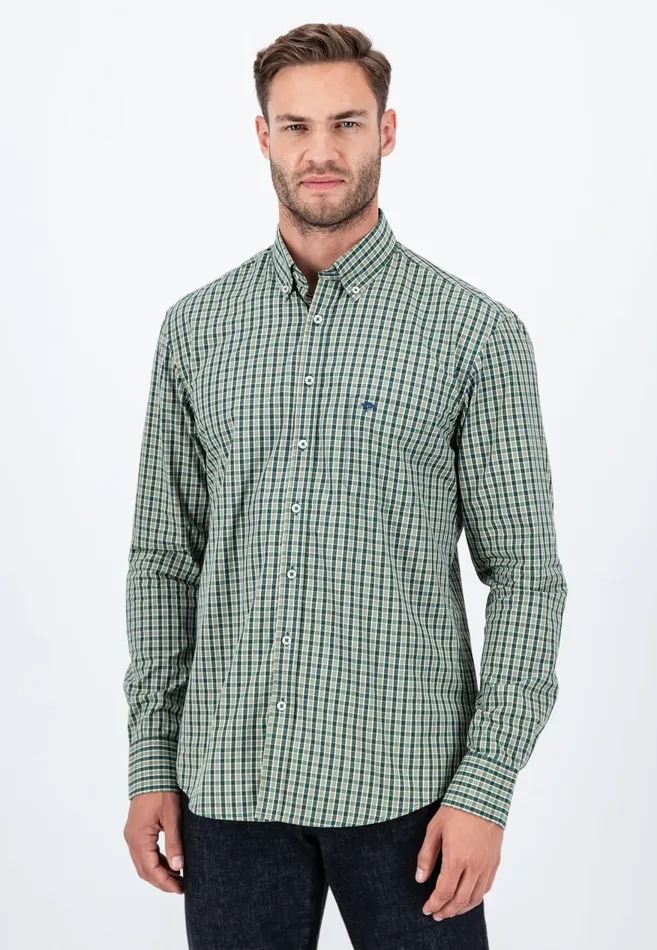 FYNCHHATTON Carroted Shirt With Buttondown Collar Dark Emeraldmidnight Men Shirts FYNCHHATTON Carroted Shirt With Buttondown Collar Dark Emeraldmidnight Men Shirts