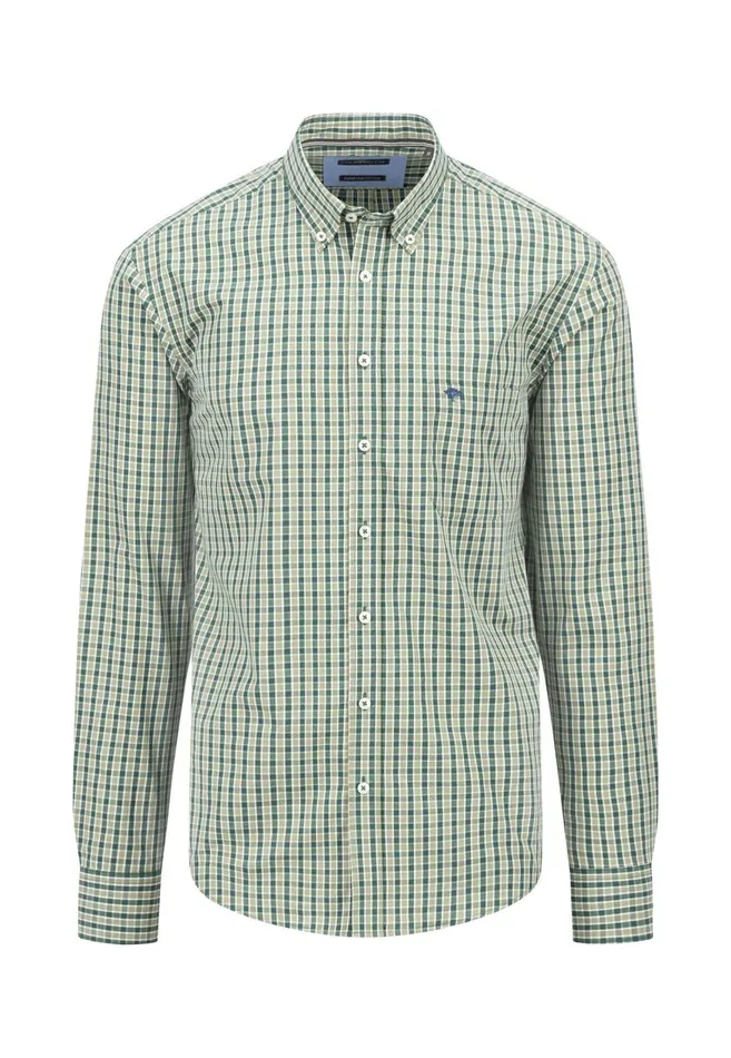 FYNCHHATTON Carroted Shirt With Buttondown Collar Dark Emeraldmidnight Men Shirts