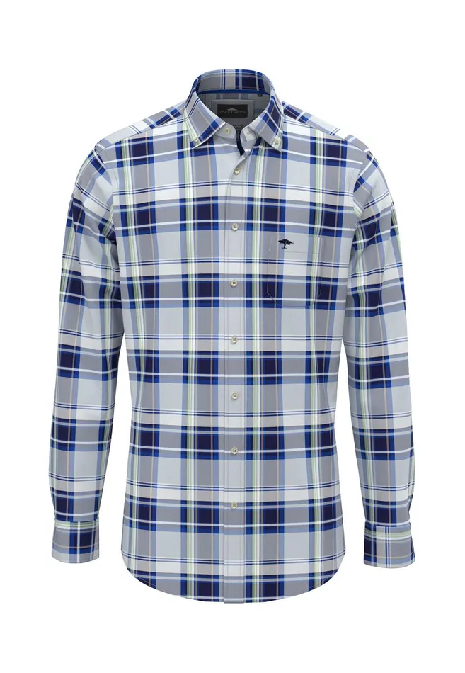 FYNCHHATTON Checked Shirt With Buttondown Collar images Longsleeved And Short Arm Sunny Orangestrong Bluenavy Men Shirts