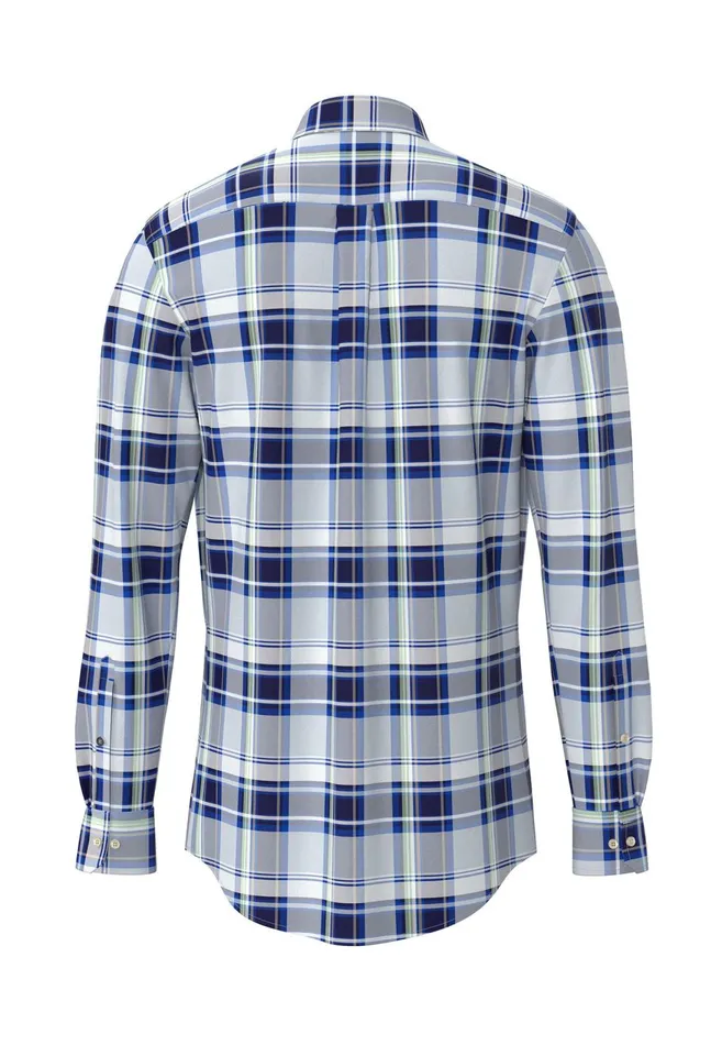 FYNCHHATTON Checked Shirt With Buttondown Collar images Longsleeved And Short Arm Sunny Orangestrong Bluenavy Men Shirts
