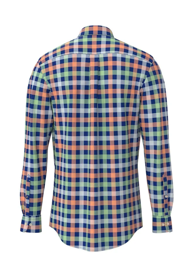 FYNCHHATTON Checked Shirt With Buttondown Collar images Longsleeved And Short Arm Sunny Orangestrong Bluenavy Men Shirts