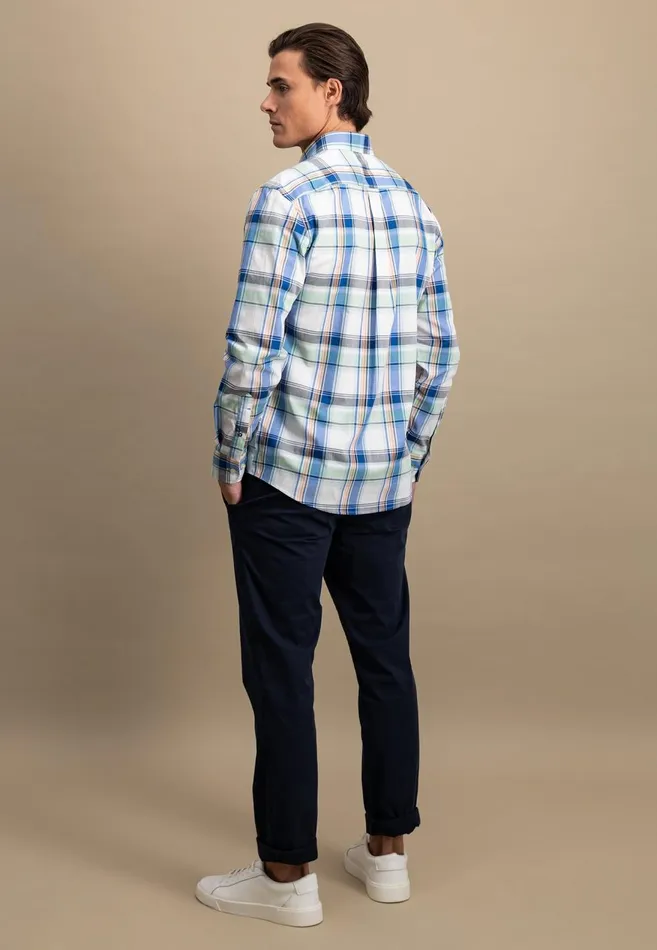FYNCHHATTON Checked Shirt With Buttondown Collar images Longsleeved And Short Arm Sunny Orangestrong Bluenavy Men Shirts