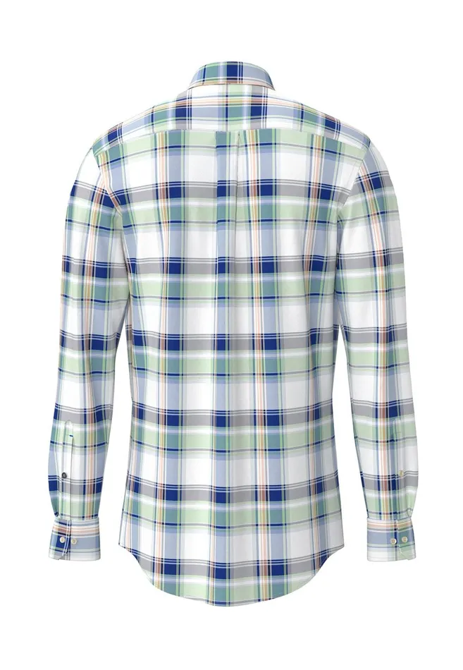 FYNCHHATTON Checked Shirt With Buttondown Collar images Longsleeved And Short Arm Sunny Orangestrong Bluenavy Men Shirts