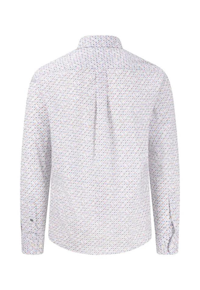 FYNCHHATTON Cotton Shirt With A Point Pattern Sunny Orangeturf Greenstrong Blue Men Shirts