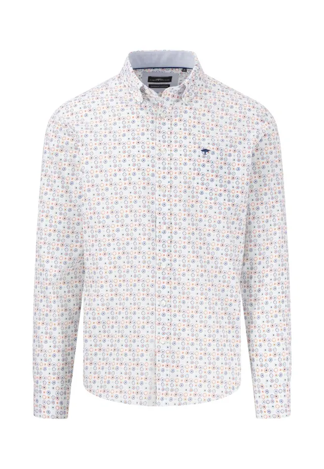 FYNCHHATTON Cotton Shirt With A Point Pattern Sunny Orangeturf Greenstrong Blue Men Shirts