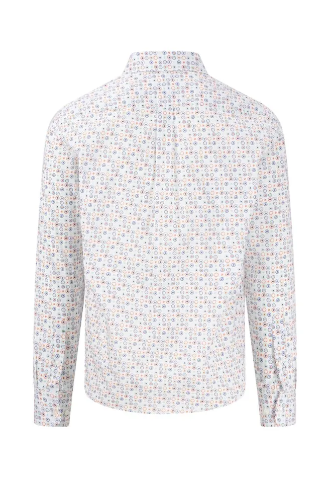 FYNCHHATTON Cotton Shirt With A Point Pattern Sunny Orangeturf Greenstrong Blue Men Shirts