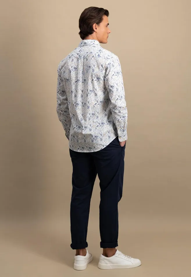 FYNCHHATTON Cotton Shirt With Floral All overprint Navysummer Breezestrong Blue Men Shirts