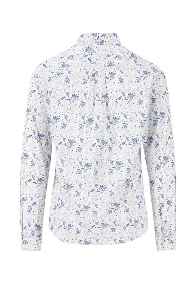 FYNCHHATTON Cotton Shirt With Floral All overprint Navysummer Breezestrong Blue Men Shirts