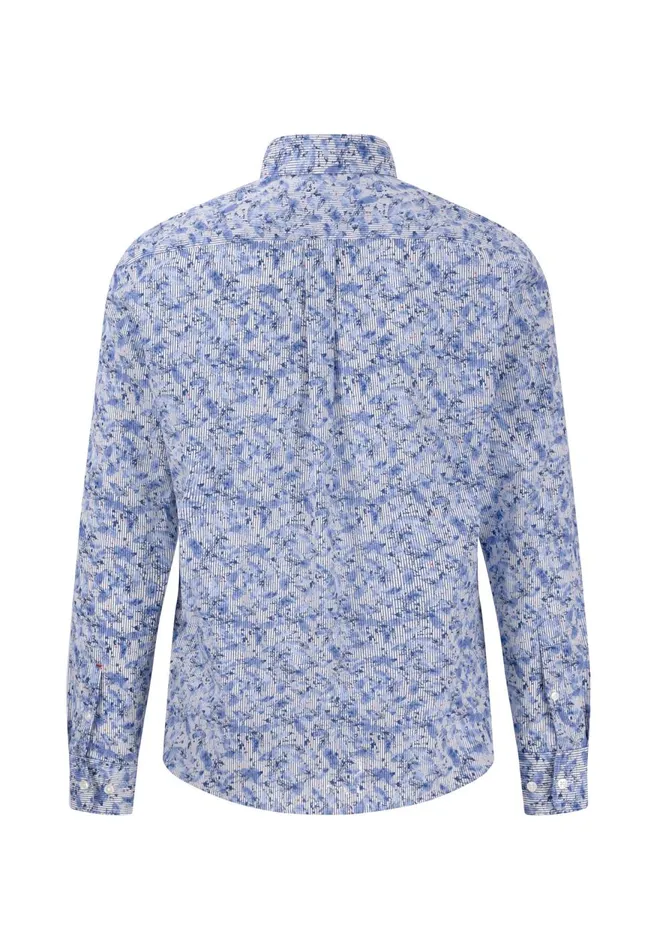 FYNCHHATTON Cotton Shirt With Floral All overprint Navysummer Breezestrong Blue Men Shirts