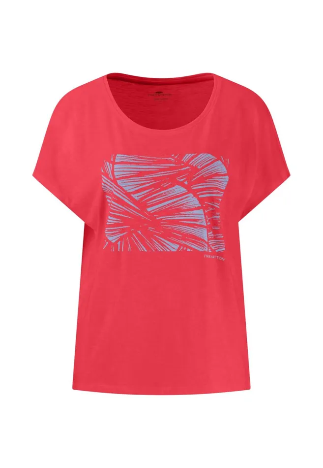FYNCHHATTON CottonTshirt With Botanical Print Summer Redlight Blue Women Tshirts FYNCHHATTON CottonTshirt With Botanical Print Summer Redlight Blue Women Tshirts