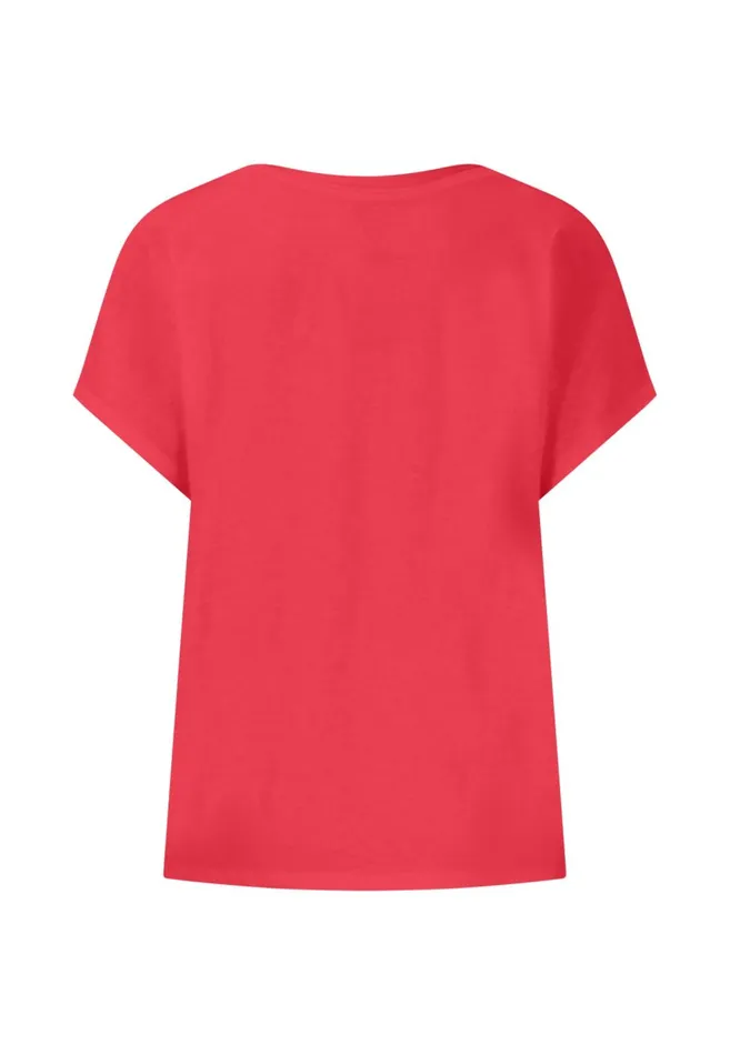 FYNCHHATTON CottonTshirt With Botanical Print Summer Redlight Blue Women Tshirts